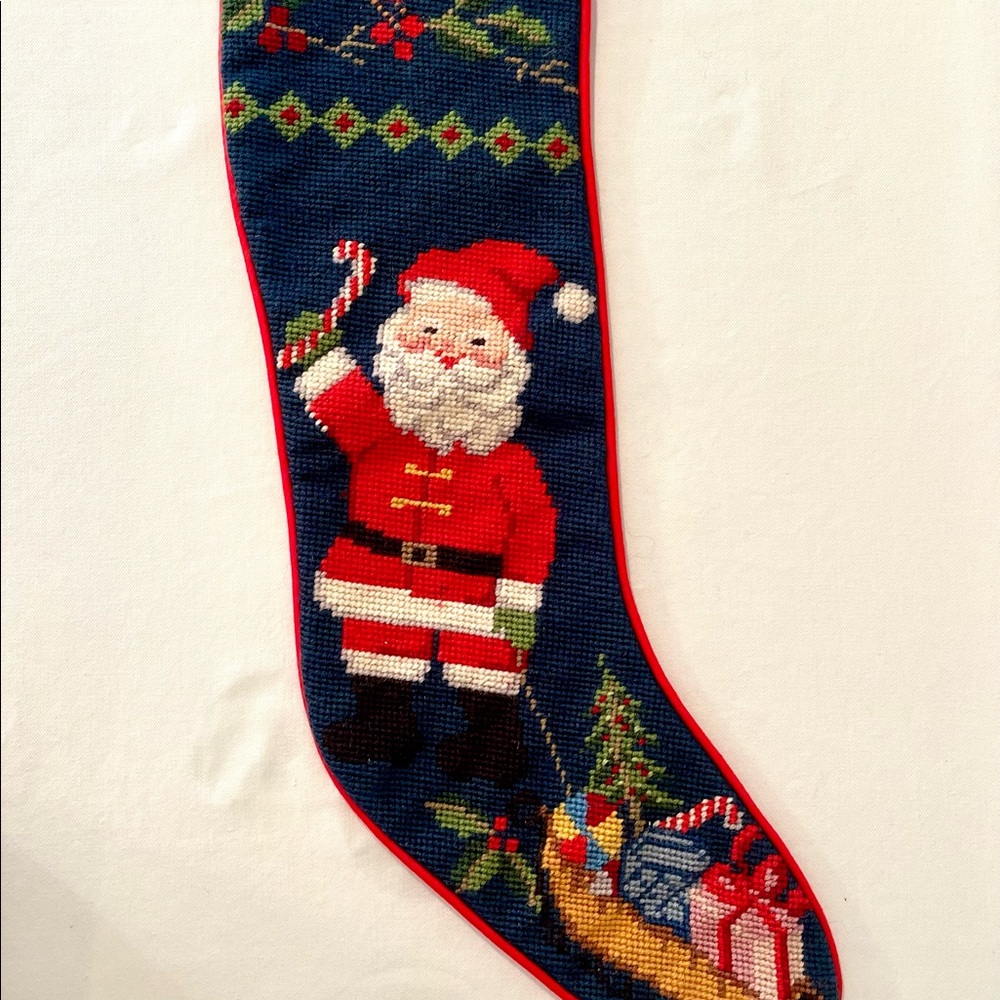 Needlepoint Santa stocking